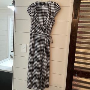 J. Crew checked wrap dress short sleeved Medium black and white EUC
